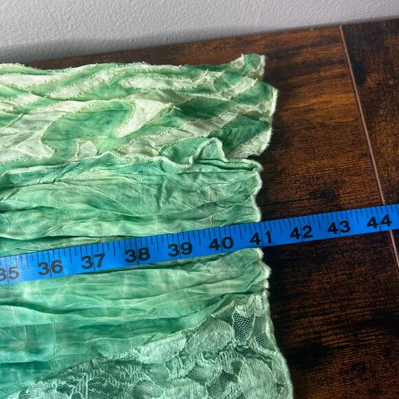 Women's Textured Fairy Grunge Sea Foam Green Dress Lace Inset Sz L Boho Hippie - Picture 14 of 15